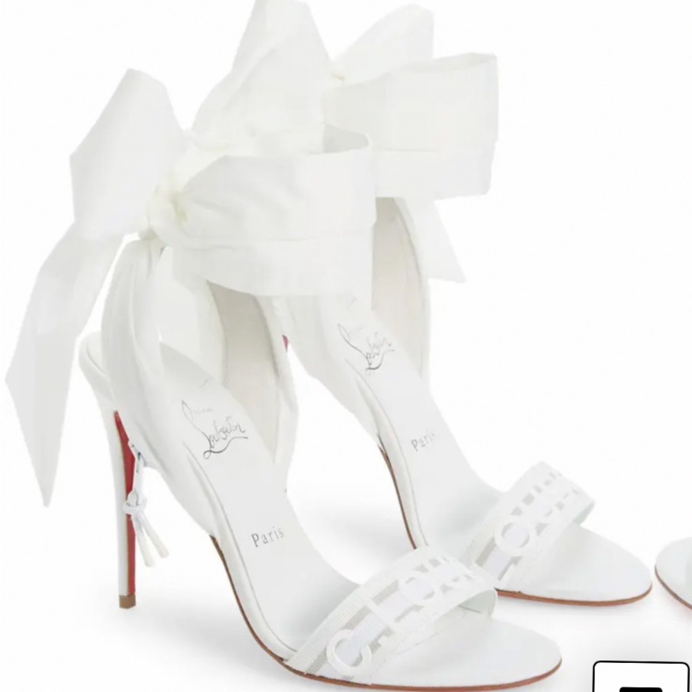 Christian Louboutin White Bow Heels